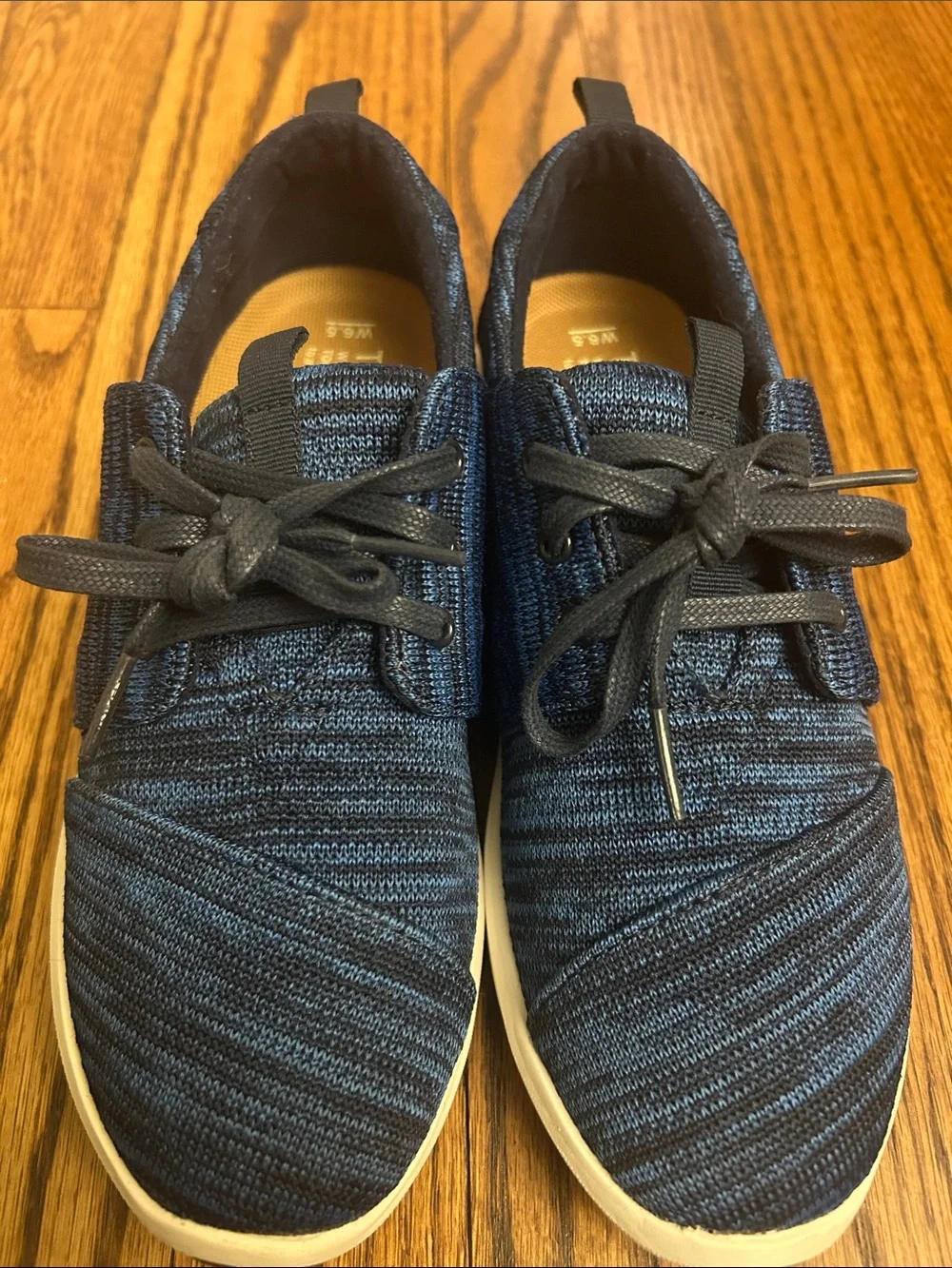TOMS Blue Knit Lace-Up Sneakers